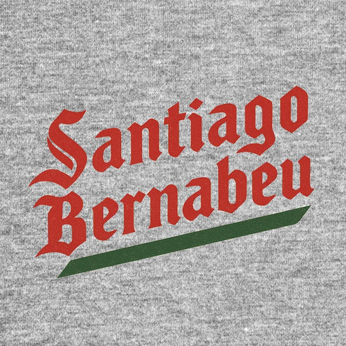 Santiago Bernabeu Logo Men's Hoodie – grey close-up detail shot of the Santiago Bernabeu Players Couture logo design