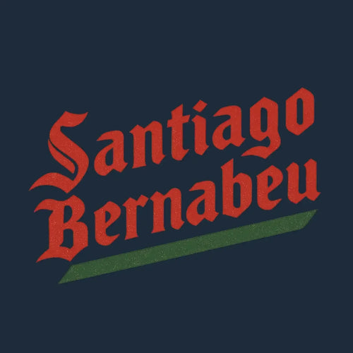 Santiago Bernabeu Logo Men's Hoodie – navy close-up detail shot of the Santiago Bernabeu Players Couture logo design