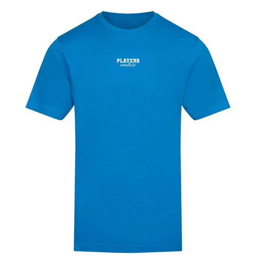 Essentials Collection t-shirt – blue men's t-shirt with white Essentials Collection letters and Players Couture logo on the