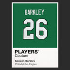 Saquon Barkley 26 Jersey Frame Men's T-Shirt – black close-up detail shot of the Saquon Barkley 26 Players Couture logo