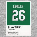 Saquon Barkley 26 Jersey Frame Men's T-Shirt – grey close-up detail shot of the Saquon Barkley 26 Players Couture logo design