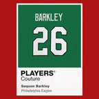 Saquon Barkley 26 Jersey Frame Men's T-Shirt – red close-up detail shot of the Saquon Barkley 26 Players Couture logo design