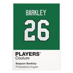Saquon Barkley 26 Jersey Frame Men's T-Shirt – white close-up detail shot of the Saquon Barkley Players Couture logo design