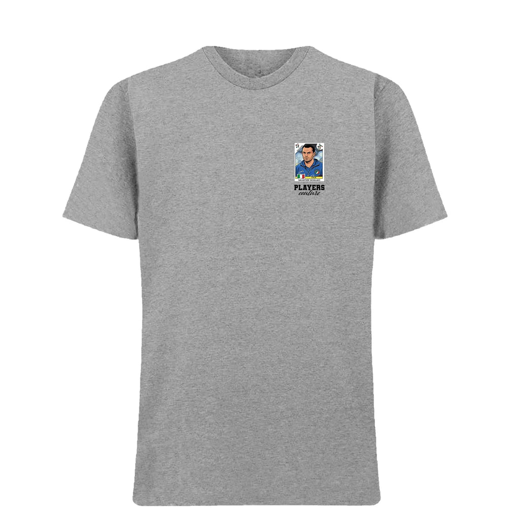 Salvatore Schillaci World Cup t-shirt – grey men's t-shirt featuring the Salvatore Schillaci World Cup Players Couture logo