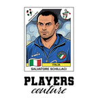 Salvatore Schillaci World Cup Sticker Men's T-Shirt – white close-up detail shot of the Salvatore Schillaci Players Couture