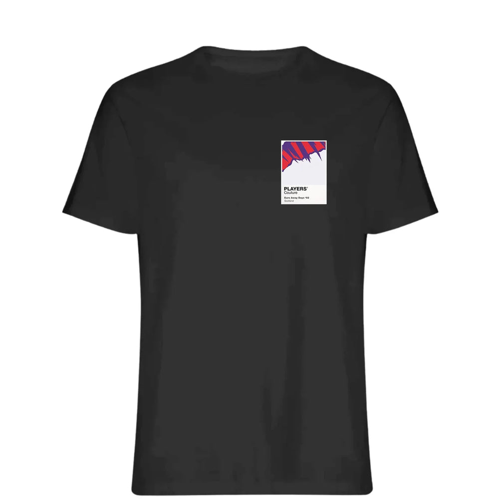 Scotland 92 Away t-shirt – black men's t-shirt featuring the Scotland 92 Away Players Couture logo