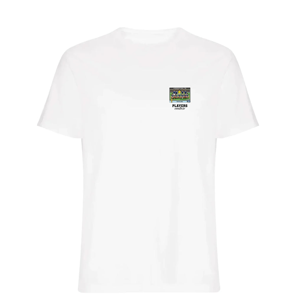 Scotland 1986 World Cup t-shirt – white men's t-shirt featuring the Scotland 1986 World Cup Players Couture logo