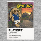 Scotland Football Cool Bunny Men's T-Shirt – Scotland football cool bunny artwork close-up on Gray – Players Couture