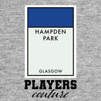 Scotland Monopoly Card hoodie – grey men's hoodie with black Scotland Monopoly Card letters and Players Couture logo on the
