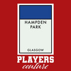 Scotland Monopoly Card hoodie – red men's hoodie with white Scotland Monopoly Card letters and Players Couture logo on the