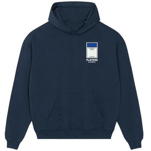 Scotland Monopoly Card hoodie – red men's hoodie with white Scotland Monopoly Card letters and Players Couture logo on the