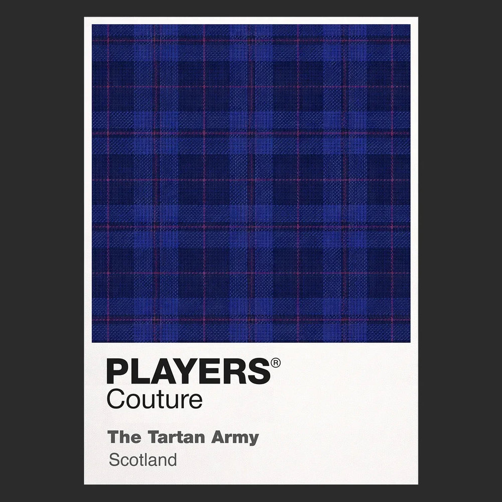 Scotland Tartan Classic Football Shirt Colours Frame Men's T-Shirt – black close-up detail shot of the Scotland Tartan