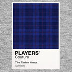 Scotland Tartan Classic Football Shirt Colours Frame Men's T-Shirt – grey close-up detail shot of the Scotland Tartan