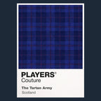 Scotland Tartan Classic Football Shirt Colours Frame Men's T-Shirt – navy close-up detail shot of the Scotland Tartan