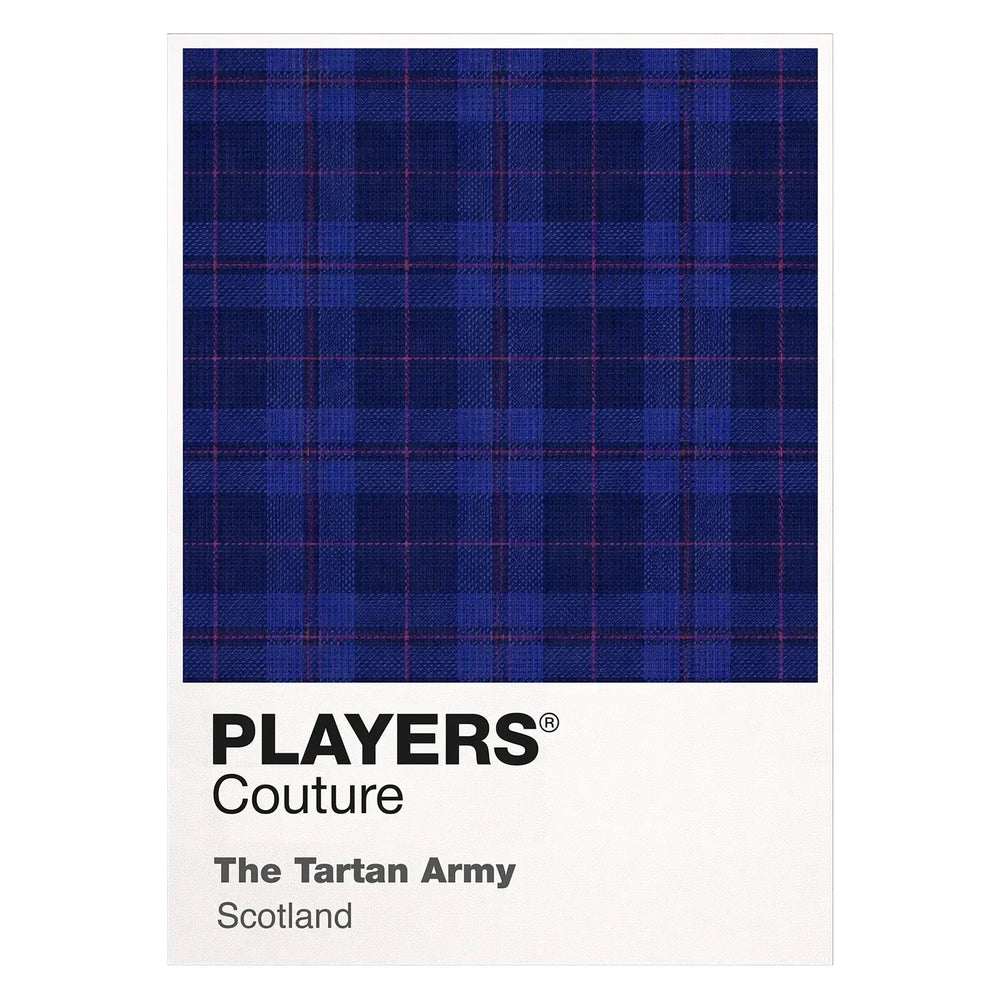 Scotland Tartan Classic Football Shirt Colours Frame Men's T-Shirt – white close-up detail shot of the Scotland Players