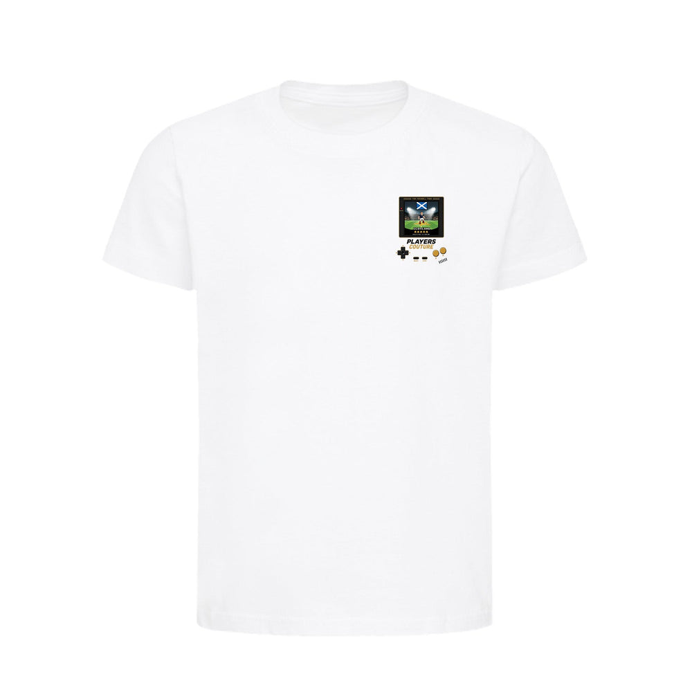 Scotland World Cup 8-Bit Kids T-Shirt retro gaming football design by Players Couture