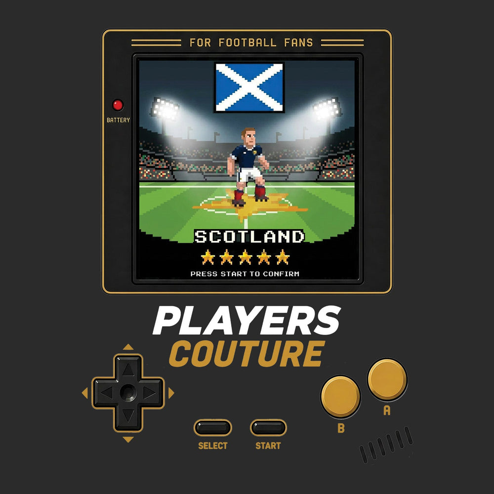 Scotland World Cup 8-Bit Men's T-Shirt retro gaming football design by Players Couture