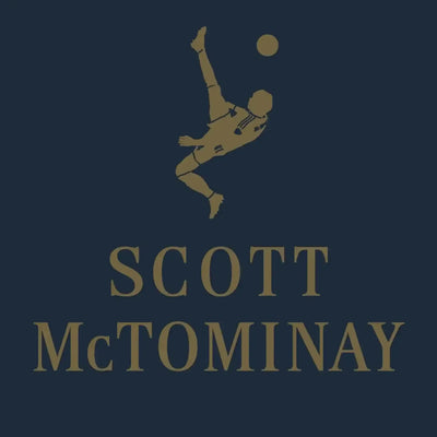 Scott McTominay Logo Men's Hoodie – navy close-up detail shot of the Scott McTominay Players Couture logo design