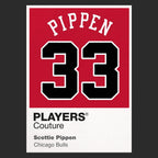 Scottie Pippen 33 Jersey Frame Men's T-Shirt – black close-up detail shot of the Scottie Pippen 33 Players Couture logo