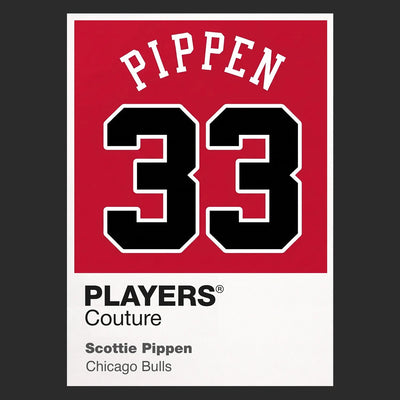 Scottie Pippen 33 Jersey Frame Men's T-Shirt – black close-up detail shot of the Scottie Pippen 33 Players Couture logo