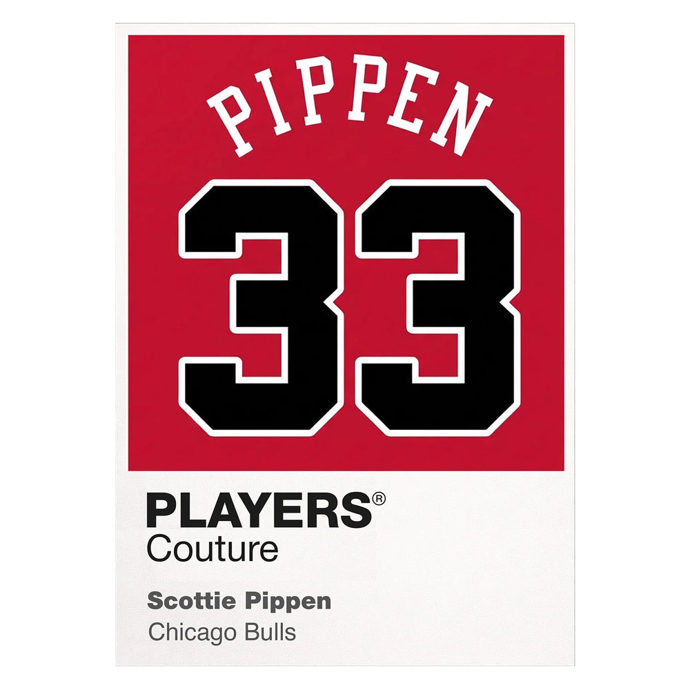 Scottie Pippen 33 Jersey Frame Men's T-Shirt – white close-up detail shot of the Scottie Pippen Players Couture logo design