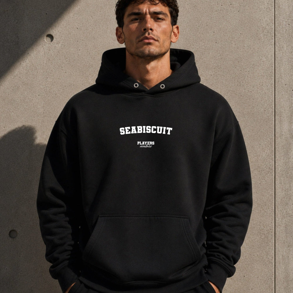 Seabiscuit name-print hoodie - black
