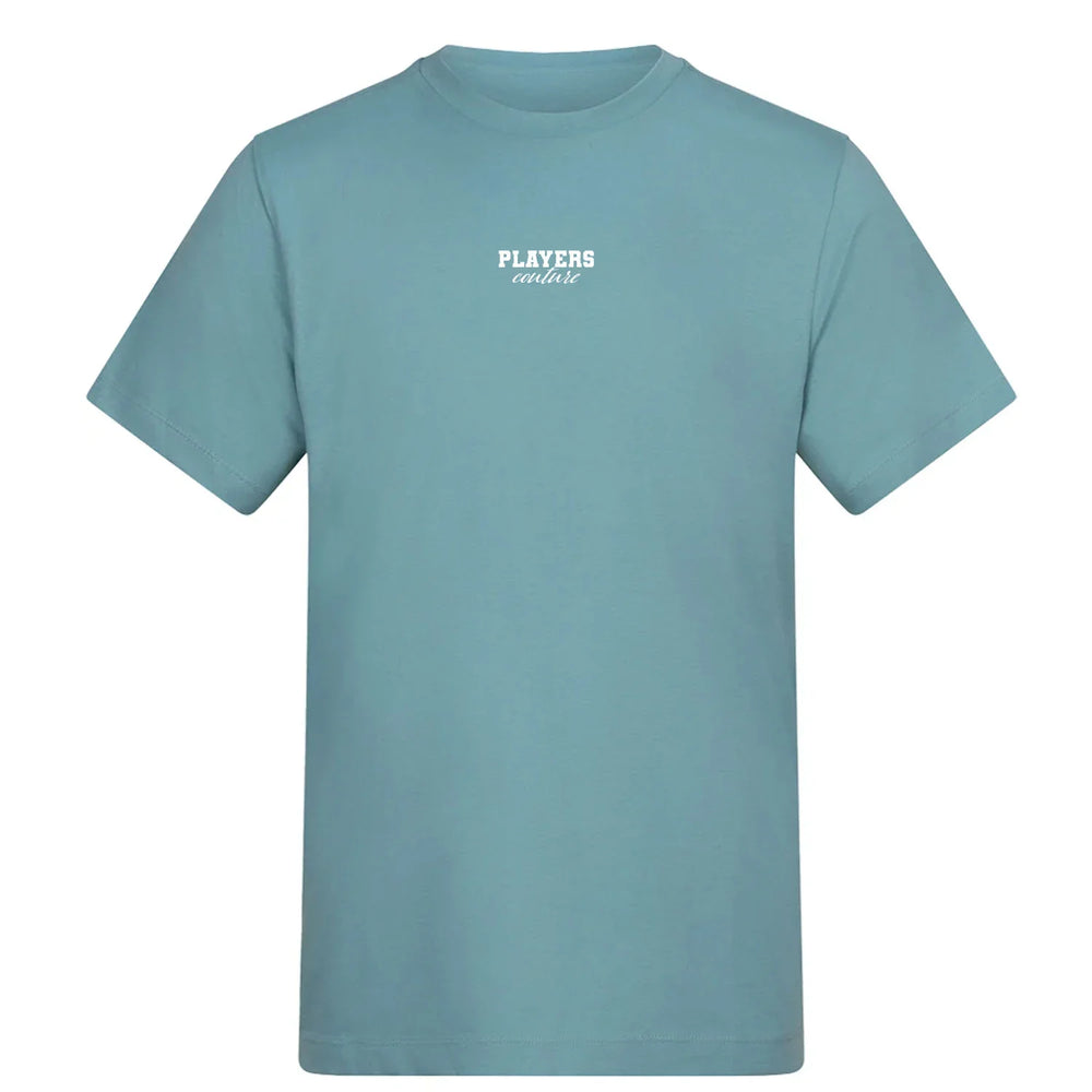 Essentials Collection t-shirt – white men's t-shirt with black Essentials Collection letters and Players Couture logo on the