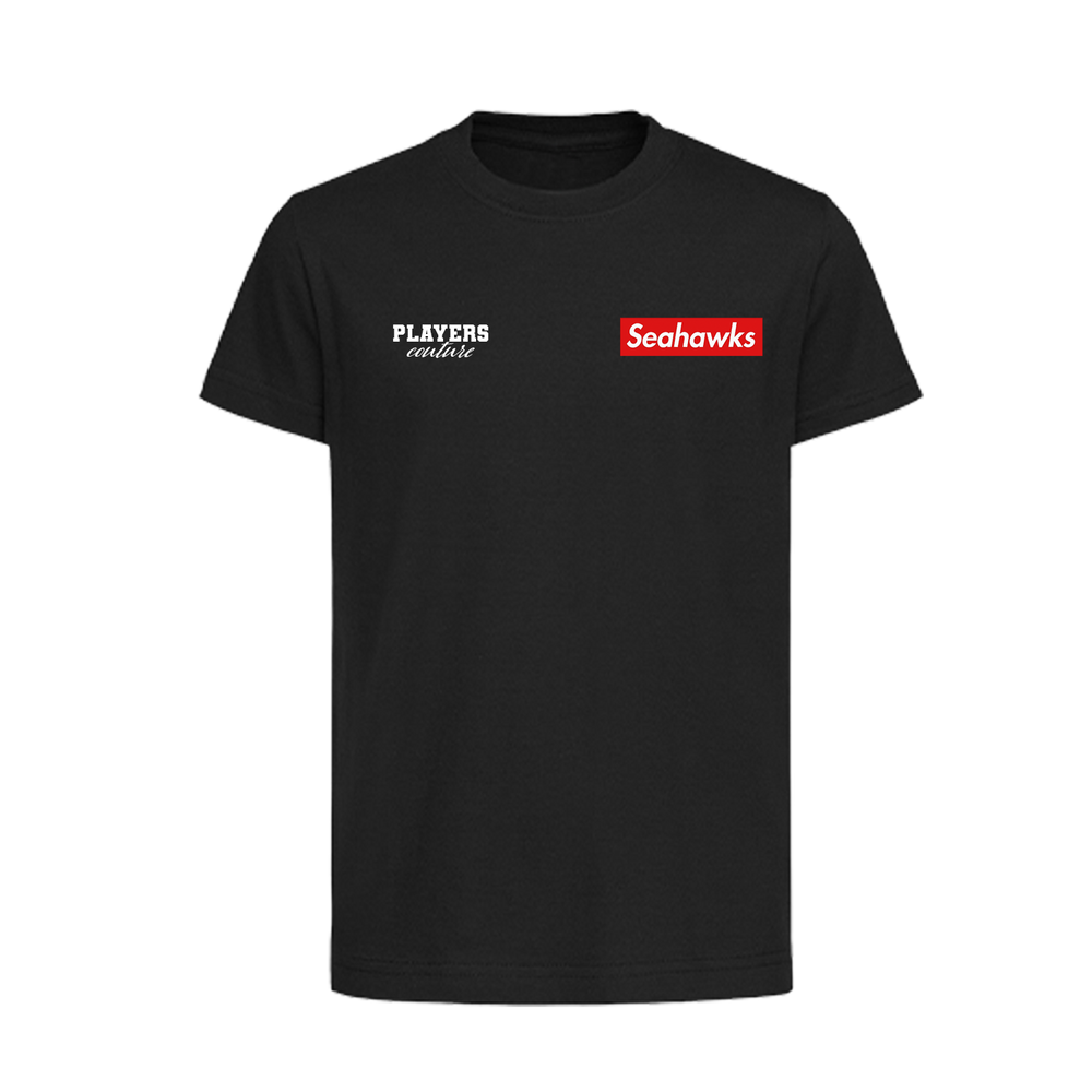 Seahawks Logo Players Couture Kids T-Shirt Black