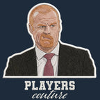 Sean Dyche Badge Men's Hoodie – navy close-up detail shot of the Sean Dyche Players Couture logo design
