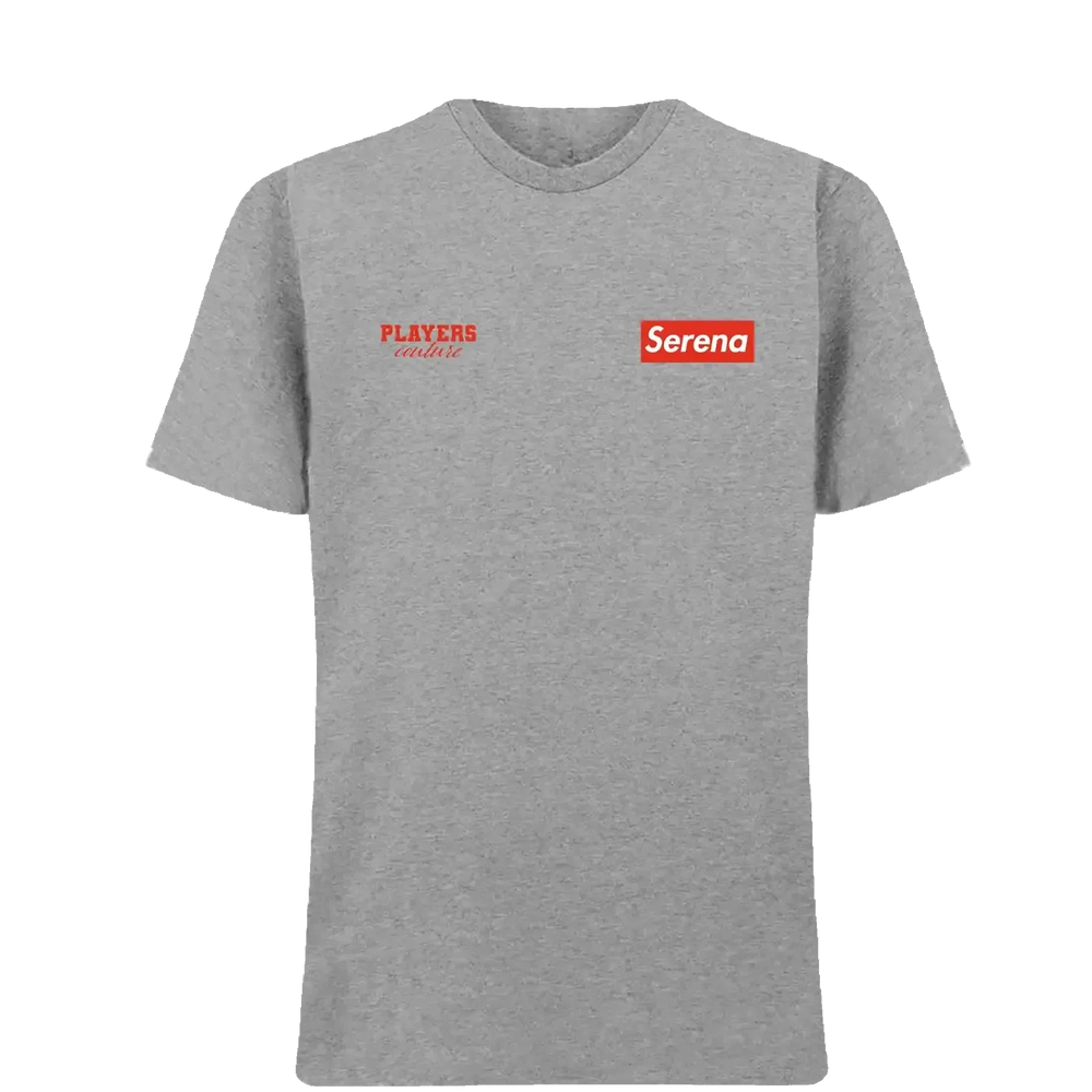 Serena Williams t-shirt – grey men's t-shirt featuring the Serena Williams Players Couture logo