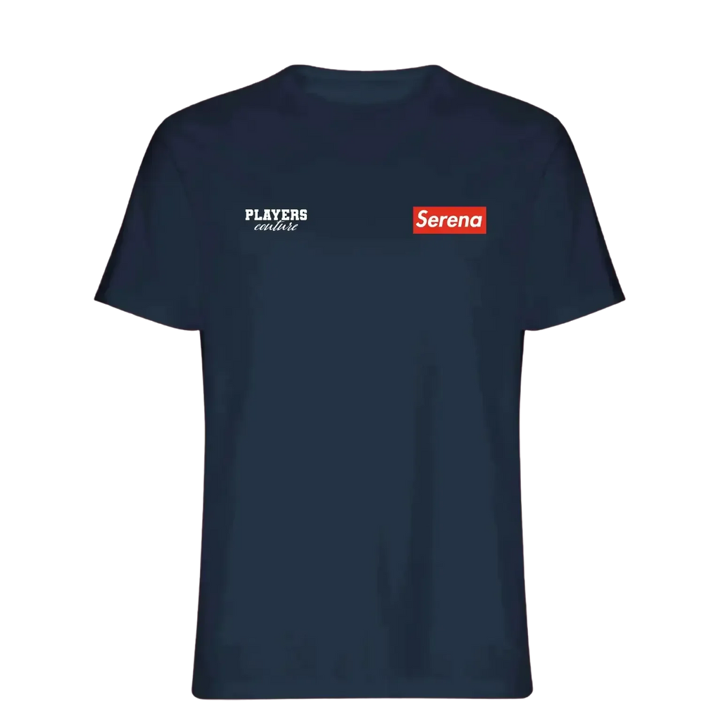 Serena Williams t-shirt – navy men's t-shirt featuring the Serena Williams Players Couture logo