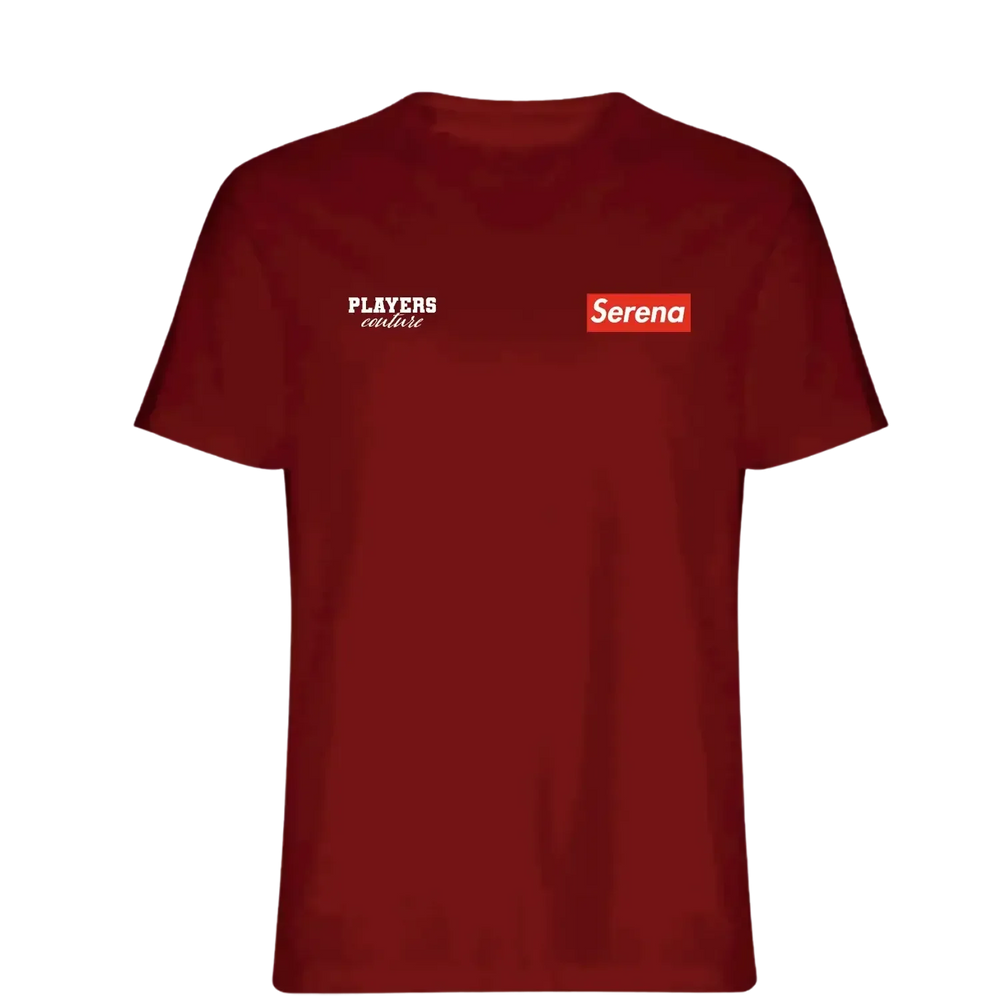 Serena Williams t-shirt – red men's t-shirt featuring the Serena Williams Players Couture logo