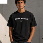 Serena Williams Men's T-Shirt — lifestyle photo, Black t-shirt