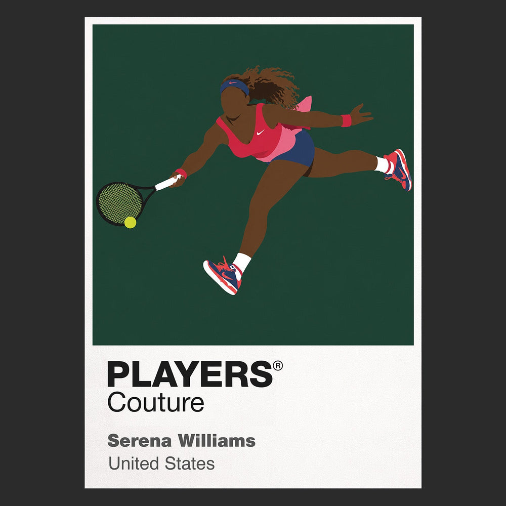 Serena Williams Tennis Icon Frame Kids T-Shirt - Black artwork close-up