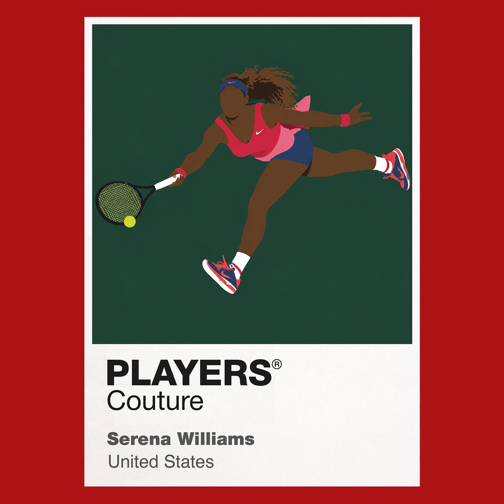 Serena Williams Tennis Icon Frame Kids T-Shirt - Red artwork close-up