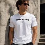 Serena Williams Men's T-Shirt — lifestyle photo, White t-shirt