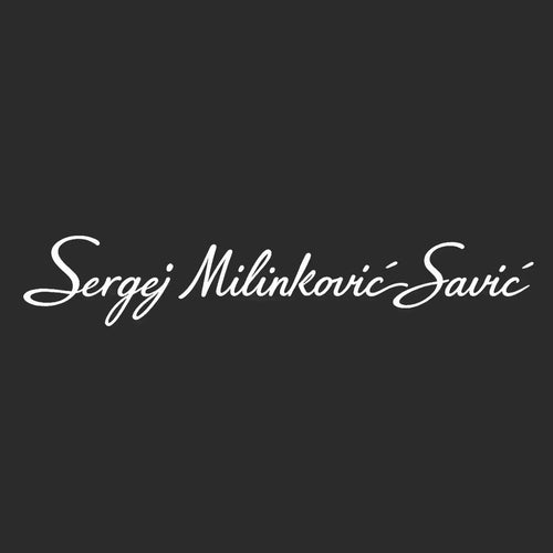 Sergej Milinkovic Savic Logo Men's T-Shirt – black close-up detail shot of the Sergej Milinkovic Savic Players Couture logo