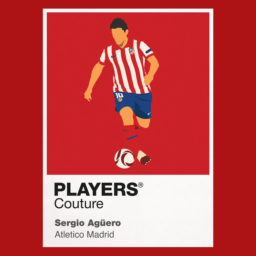 Sergio Aguero Atletico Madrid Icon Frame Men's Hoodie — Red Artwork