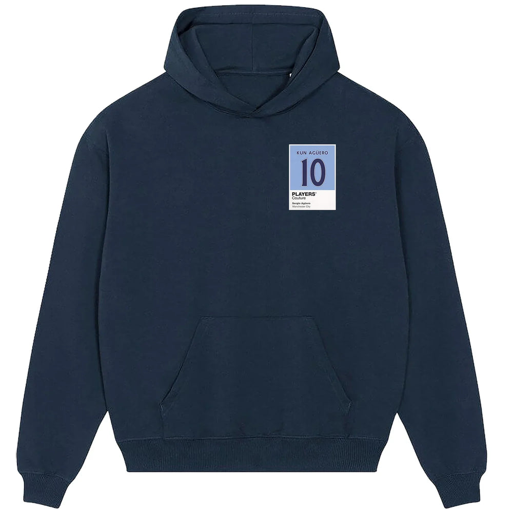 Sergio Aguero 10 Football hoodie – navy men's hoodie featuring the Sergio Aguero 10 Football Players Couture logo
