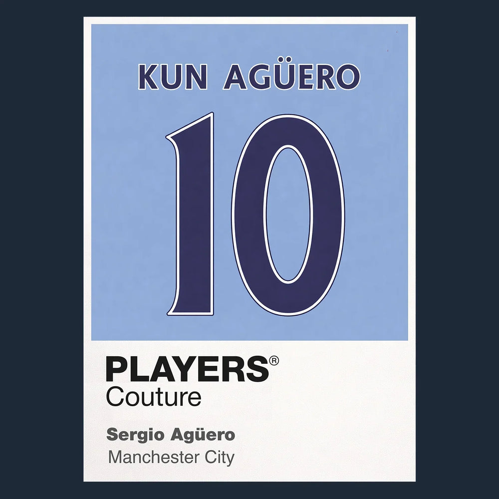 Sergio Aguero 10 Football Shirt Frame Men's Hoodie – navy close-up detail shot of the Sergio Aguero 10 Football Players