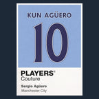 Sergio Aguero 10 Football Shirt Frame Men's Hoodie – navy close-up detail shot of the Sergio Aguero 10 Football Players