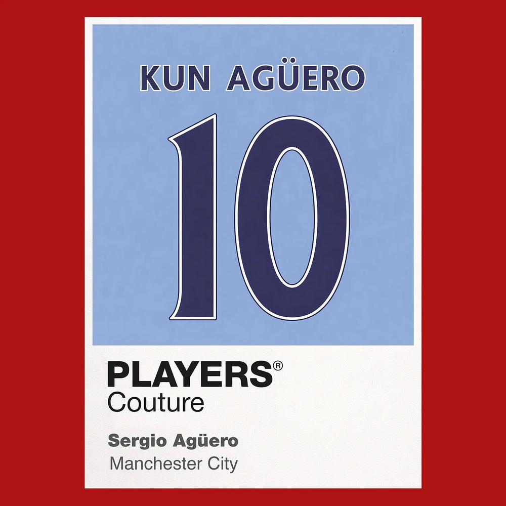 Sergio Aguero 10 Football Shirt Frame Men's Hoodie – red close-up detail shot of the Sergio Aguero 10 Football Players