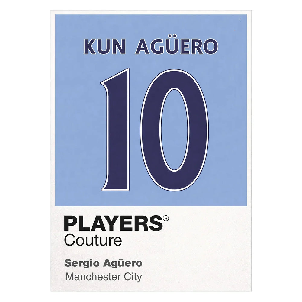 Sergio Aguero 10 Football Shirt Frame Men's Hoodie – white close-up detail shot of the Sergio Aguero 10 Football Players
