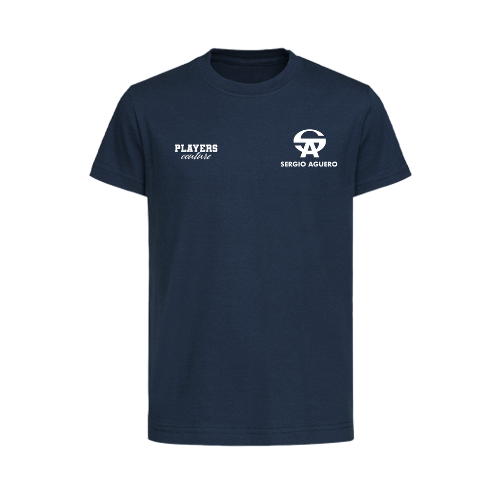 Sergio Aguero Logo Players Couture Kids T-Shirt Navy