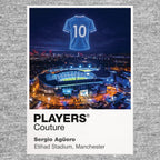 Sergio Aguero Manchester City number 10 Icons in Lights Frame artwork in grey