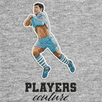 Sergio Aguero Badge Men's Hoodie – grey close-up detail shot of the Sergio Aguero Players Couture logo design