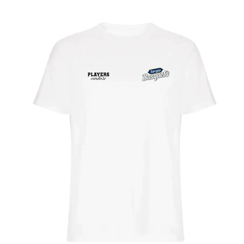Sergio Busquets t-shirt – white men's t-shirt featuring the Sergio Busquets Players Couture logo