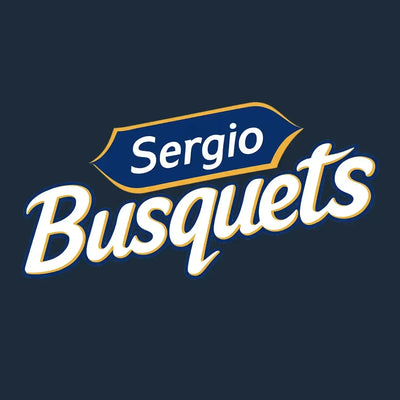 Sergio Busquets Logo Men's Hoodie – navy close-up detail shot of the Sergio Busquets Players Couture logo design