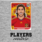 Sergio Ramos World Cup Sticker Men's T-Shirt – grey close-up detail shot of the Sergio Ramos World Cup Players Couture logo