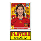 Sergio Ramos World Cup Sticker Men's T-Shirt – close-up detail shot of the Sergio Ramos World Cup Players Couture logo design